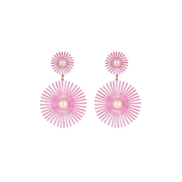 Tell Your Tale Starburst Pearl Circle Earrings Light Pink NWT - Picture 1 of 1